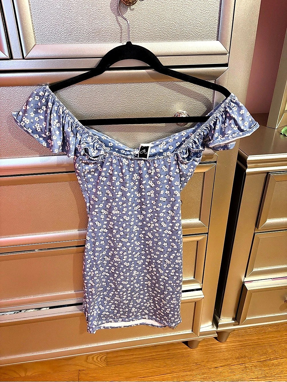 Windsor Floral Mini Dress in Blue & White Like New